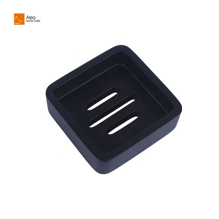 Wholesale Small Black White Creative Simple Square Soap Holder Home Hotel Bathroom Use Polyresin Drain Soap Dishes